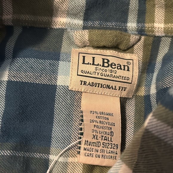 L.L. Bean NWOT men’s greet long sleeve button down flannel shirt size XL tall - Picture 7 of 9